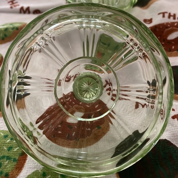 1930 ish Art deco anchor hocking glass green lidded sugar bowl - Picture 6 of 8